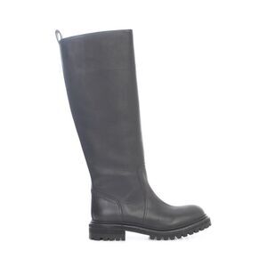 DEL CARLO Women's Knee-High Leather Boots with Lug Sole Women BLACK